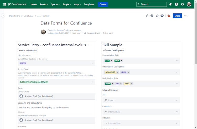 Create custom forms, surveys or checklist within Confluence